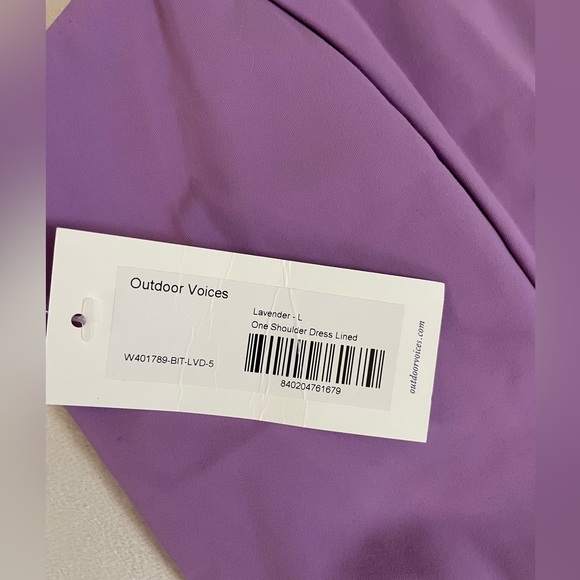 NWT Outdoor Voices SOLD OUT One Shoulder Dress Built in Shorts Lavender Size L - Picture 9 of 13